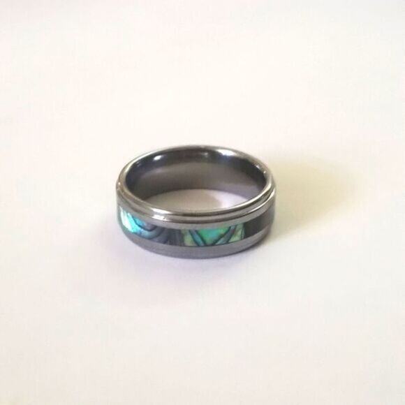 New Tungsten carbide Abalone Inlay Center Ring size 6 - Picture 4 of 7